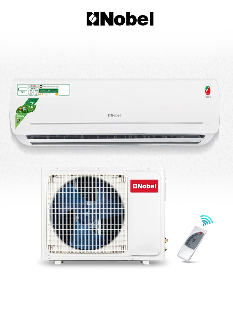 Nobel Split Air Conditioner, Cooling Only, 18000 Btu/h Capacity, T3 Climatic Condition, R410A Refrigerant, Auto Clean, Quiet Operation Design, Hidden LED Display, Auto Restart, Enhanced Comfort with Eco-Friendly Cooling 2450 W NSAC18T3 White - Image 1