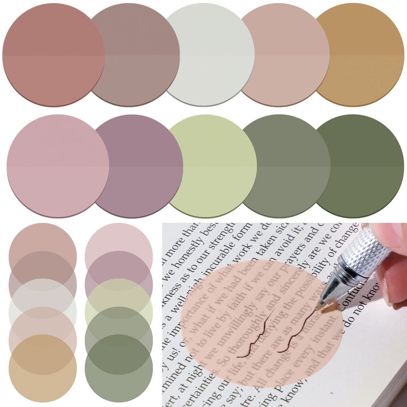 Sabary 500 Sheets Transparent Sticky Notes Round Translucent Sticky Notes Tabs Colorful Page Flags Stickers Clear Book Markers Bible Journaling Office Back to School Supplies(1.75 Inch,Colorful) - Image 1