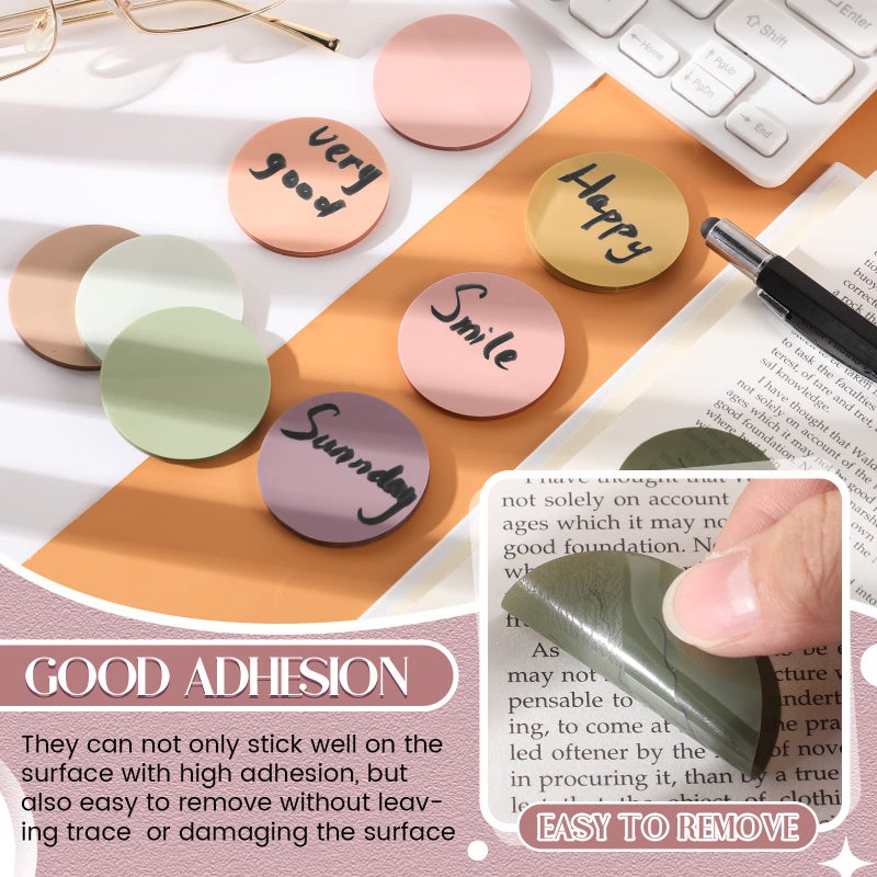 Sabary 500 Sheets Transparent Sticky Notes Round Translucent Sticky Notes Tabs Colorful Page Flags Stickers Clear Book Markers Bible Journaling Office Back to School Supplies(1.75 Inch,Colorful) - Image 3