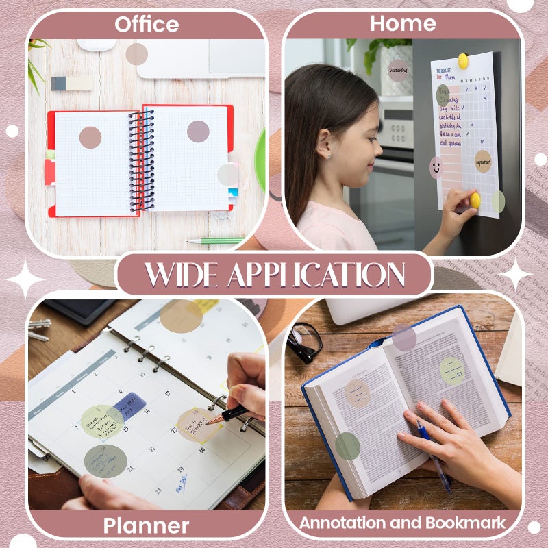 Sabary 500 Sheets Transparent Sticky Notes Round Translucent Sticky Notes Tabs Colorful Page Flags Stickers Clear Book Markers Bible Journaling Office Back to School Supplies(1.75 Inch,Colorful) - Image 5