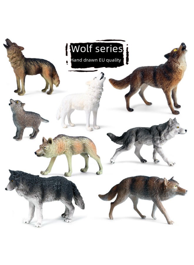 Children's Toy Solid Simulation Wild Animal Recognition Model Forest Animal Wolf Howling White Wolf Handheld Ornament-Color:M-2518 Crooked Head White Wolf - Image 2