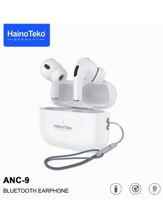 Haino Teko ANC 9 Bluetooth Earphones with Active Noise Cancellation Enhanced Bass Music Clear Microphone and Touch Controls Compatble With Android Mobiles and Tablets White - pzsku/ZE7B068F23CF58FE490D5Z/45/_/1731154145/1842e5ed-9b6a-4b78-a4b0-d02321b571f5