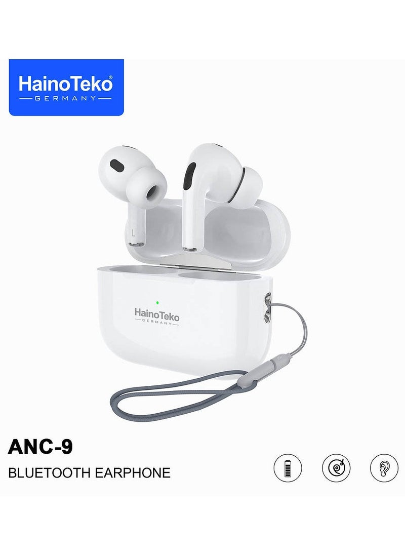 Haino Teko - Haino Teko ANC 9 Bluetooth Earphones with Active Noise Cancellation Enhanced Bass Music Clear Microphone and Touch Controls Compatble With Android Mobiles and Tablets White - Image 1