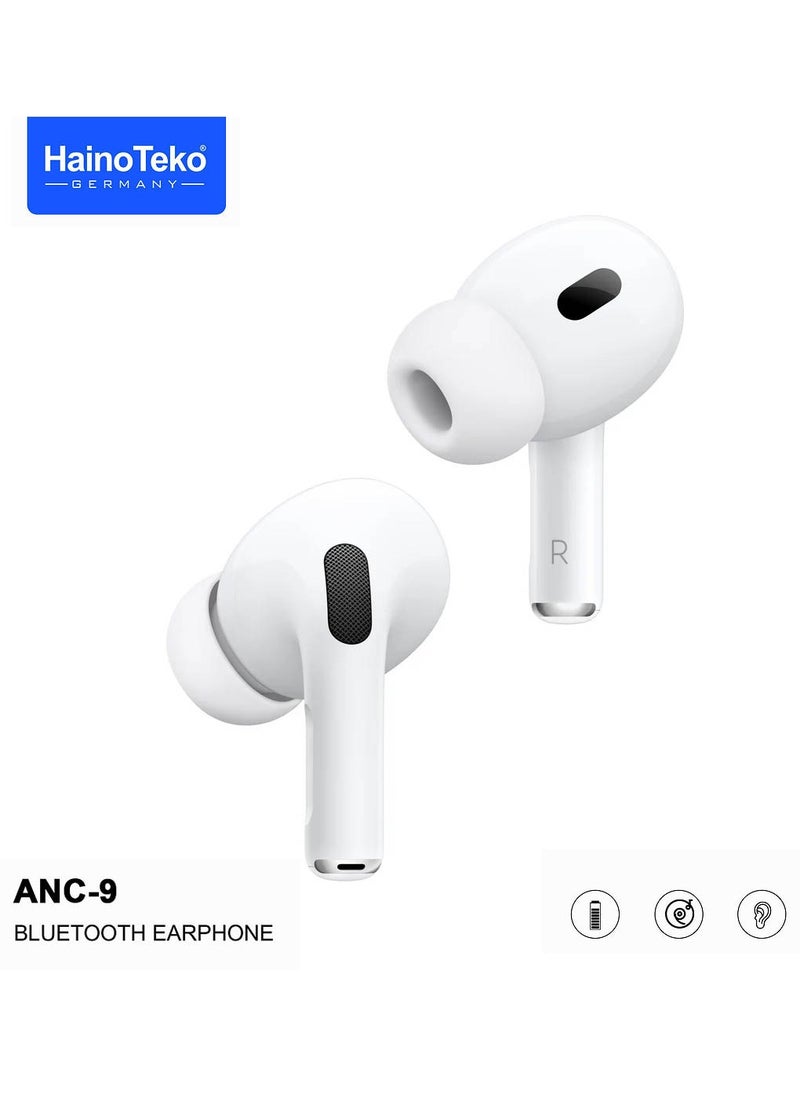 Haino Teko - Haino Teko ANC 9 Bluetooth Earphones with Active Noise Cancellation Enhanced Bass Music Clear Microphone and Touch Controls Compatble With Android Mobiles and Tablets White - Image 1