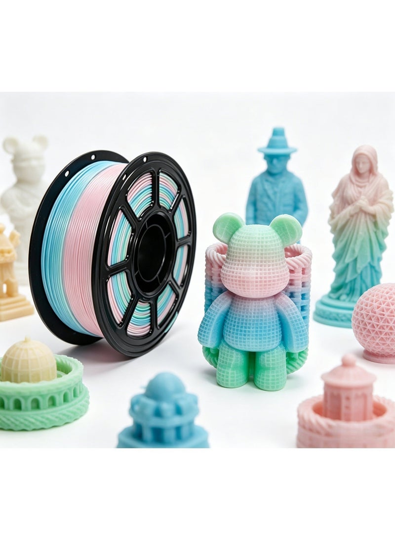 خيط PLA قوس قزح 1.75 مم، خيط PLA للطباعة ثلاثية الأبعاد، خيط عالي السرعة، دقة أبعاد +/-0.02 مم، متوافق مع معظم طابعات FDM ثلاثية الأبعاد، خيط PLA قوس قزح - 1 كجم - Image 4