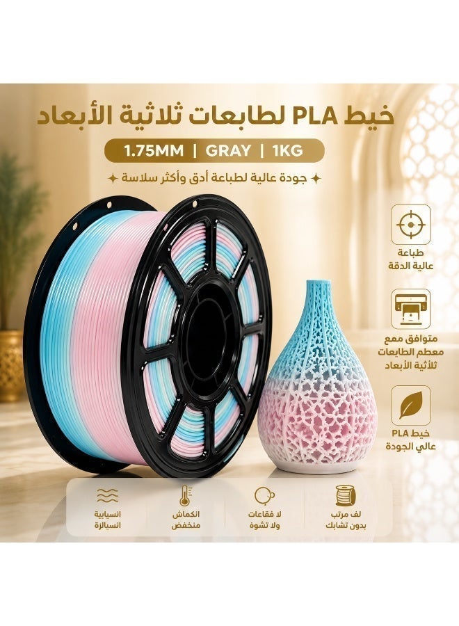 خيط PLA قوس قزح 1.75 مم، خيط PLA للطباعة ثلاثية الأبعاد، خيط عالي السرعة، دقة أبعاد +/-0.02 مم، متوافق مع معظم طابعات FDM ثلاثية الأبعاد، خيط PLA قوس قزح - 1 كجم - Image 2