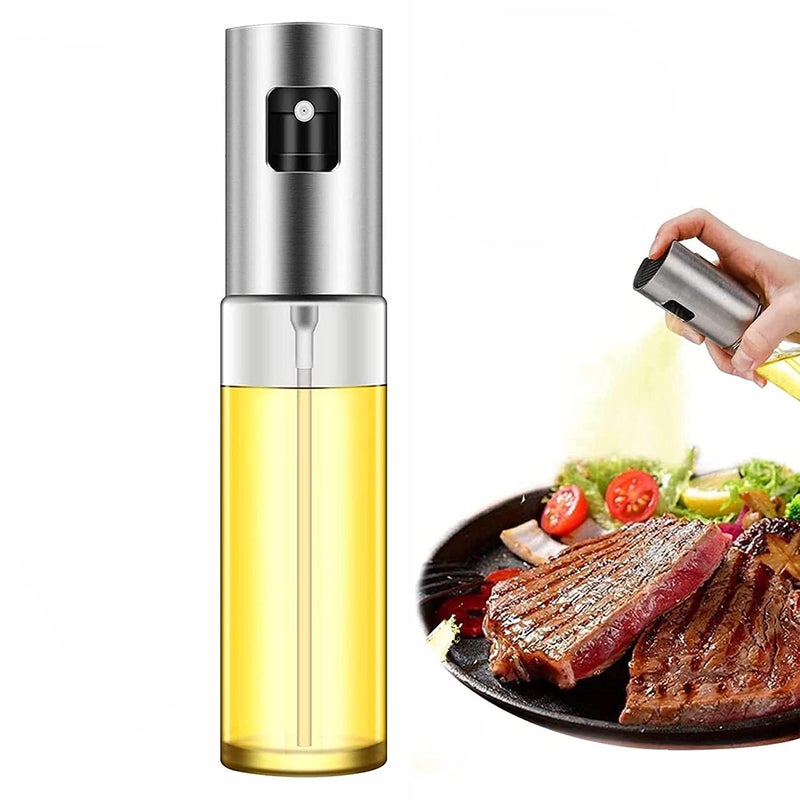Khakhi Oil Sprayer Dispenser 100ml Glass Spray Bottle for Cooking Baking Roasting Grilling - Image 1