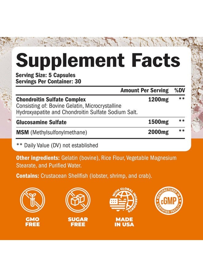Vimerson Health Glucosamine Chondroitin MSM Joint Support Supplement with Glucosamine Sulfate 1500 mg and Chondroitin Sulfate Complex - Joint Health Chondroitin Sulfate MSM Supplement for Women and Men - 150 Capsules - Image 3