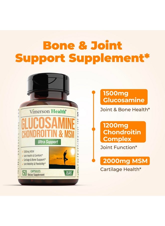 Vimerson Health Glucosamine Chondroitin MSM Joint Support Supplement with Glucosamine Sulfate 1500 mg and Chondroitin Sulfate Complex - Joint Health Chondroitin Sulfate MSM Supplement for Women and Men - 150 Capsules - Image 4