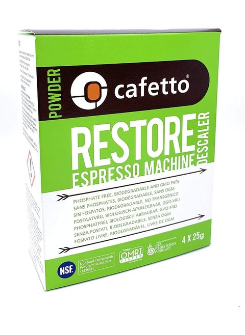 Cafetto Restore Espresso Machine Descaler, Coffee Machine Cleaning Powder for Use In Organic Systems (Pack of 4)