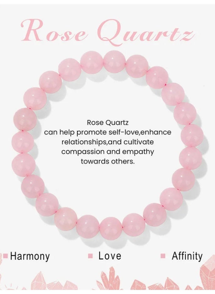 Natural Stones Yoga Bracelet Stress Relief Crystal Healing Beaded Bracelets 8mm Mantra Stretchy Handmade Bracelets Inspirational Gifts with Message Card - Image 1