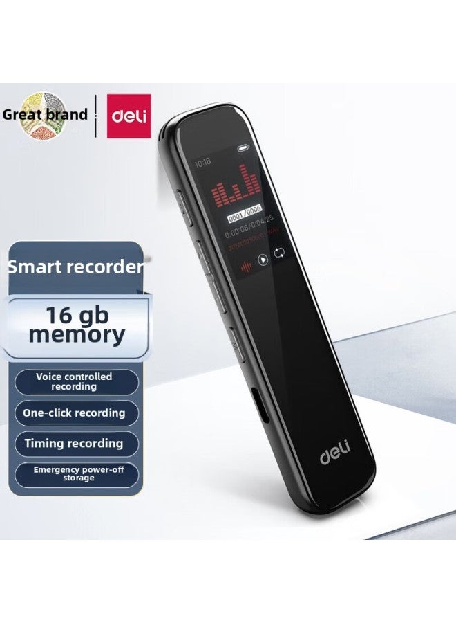 Deli MP301 Professional Recording Pen Intelligent Noise Reduction Portable Recording Pen For Students' Portable Office Meeting In Class-color:75611 Large Screen Display (16G Memory)-capacity:16GB - Image 1