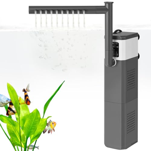 VILLNO 15W 210GPH Ultra Powerful Aquarium Filter for 25-55Gallon Fish Tank, Adjustable Filter with Filter Sponges, Submersible Fish/Turtle Water Filters, Filtration/Oxygenation/Water Cycle 3in1 Filter - Image 1
