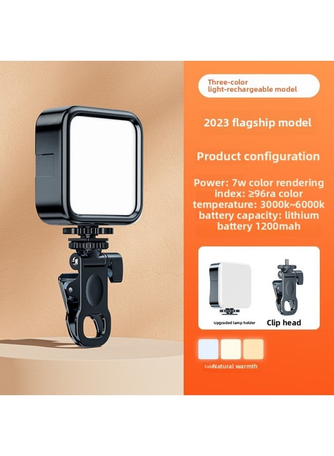 general Portable Pocket Lightweight Tofu Lamp Handheld Camera Flashlight For Photography Live Broadcast Fill Light China Mainland Origin-Specifications:【three-color Flagship Model】 Fill Light + Clip  - Image 1
