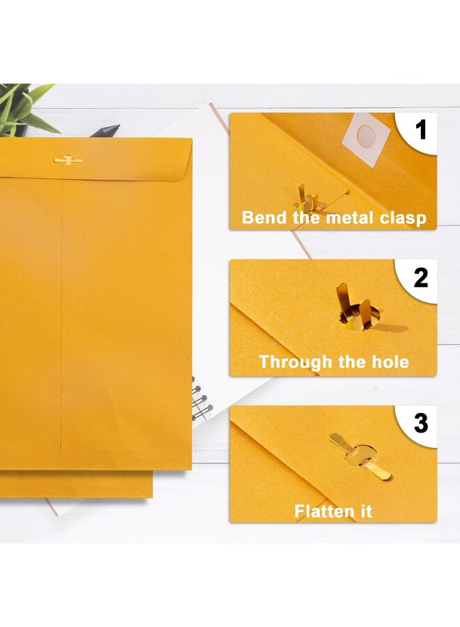 100 قطعة من مظاريف مشبك كتالوج بني كرافت كبير الحجم مع مشبك إغلاق وختم لاصق للأعمال التجارية والقانونية والمكتب والمنزل والمدرسة، مقاس 9 × 12 - Image 2