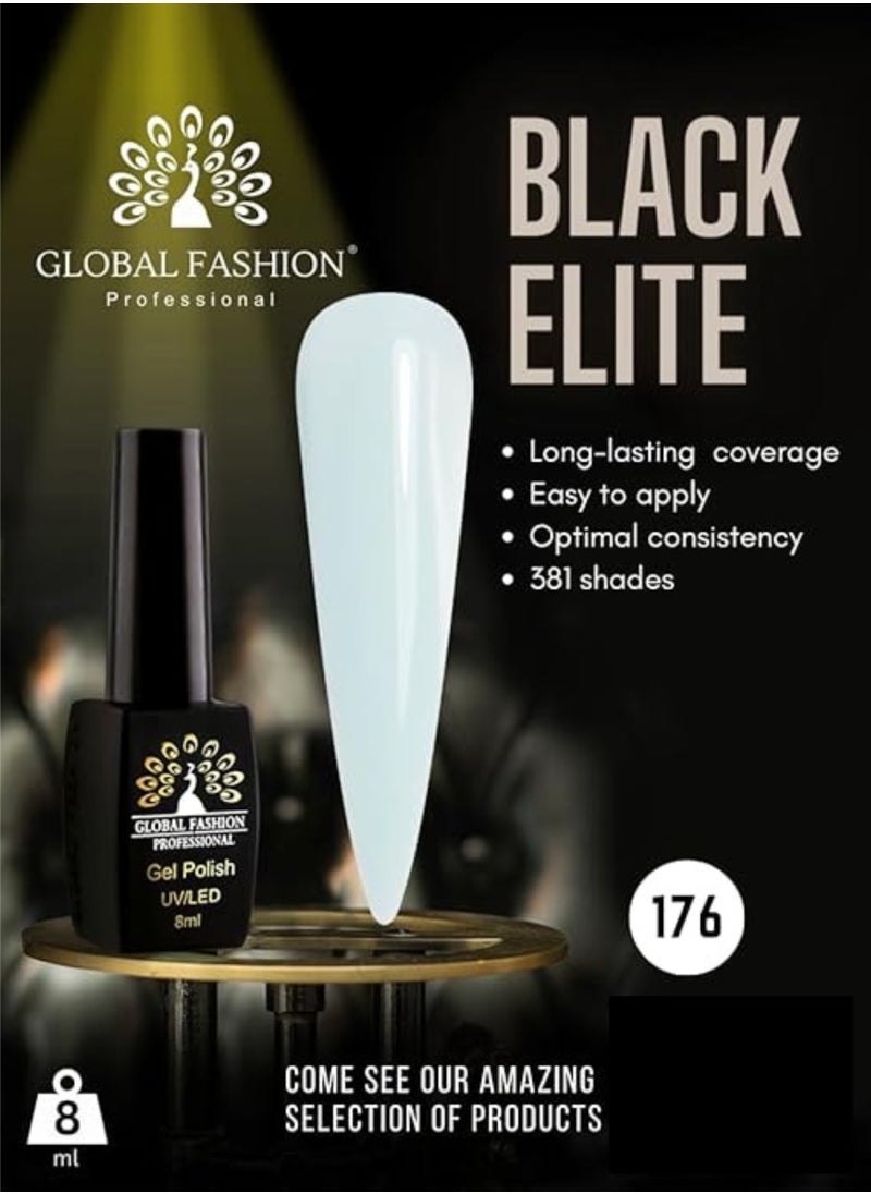 GLOBAL FASHION Black Elite Gel Polish Global Fashion-8ml | 176  - Image 2