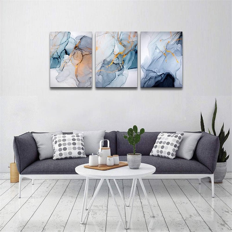 TTHYUEWS Canvas Wall Art For Living Room Abstract Wall Decor For Bedroom Modern Office Wall Decorations Ink Paintings Fashion Abstract Pictures Artwork Bathroom Canvas Art Prints Kitchen Home Decor 3 Piece - Image 4