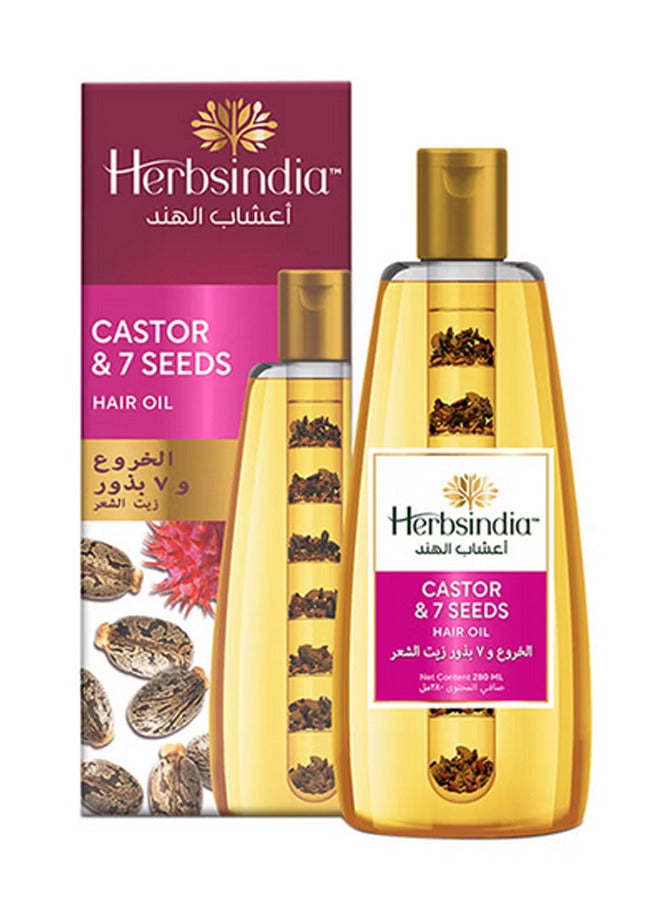 Herbsindia Castor And 7 Herbal Seeds Hair Oil With Nourish Tube 280ml - Image 1