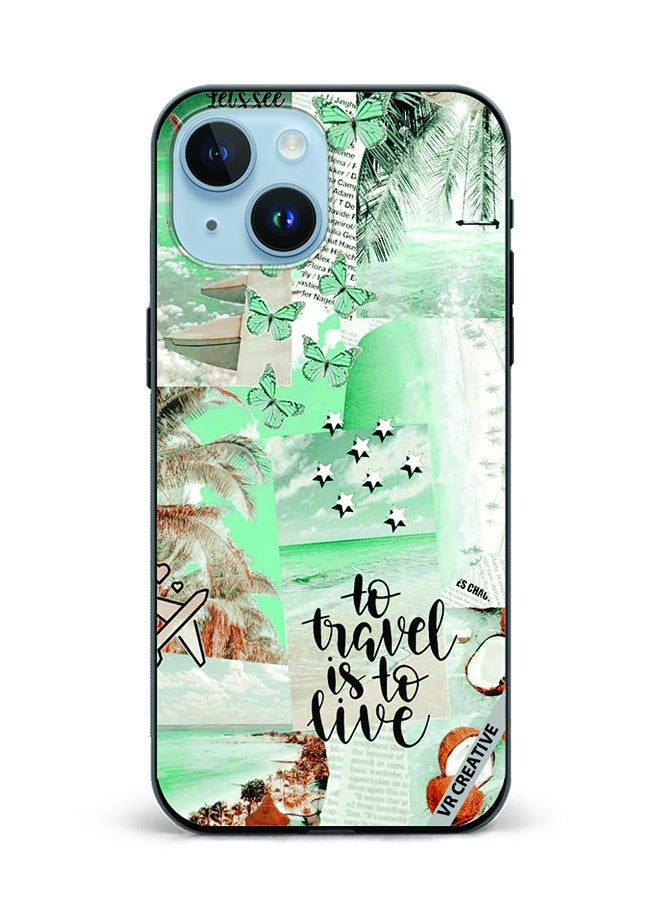 VR CREATIVE Protective Case Cover For Apple iPhone 15 To Tavel Is To Live Design Multicolour - Image 1