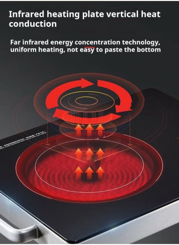 Infrared Cooktop Electric Stove, 3500W Portable Infrared Cooker with LED Display, Touch Control & Adjustable Timer, Overheat Protection, Compatible with All Cookware - Image 3