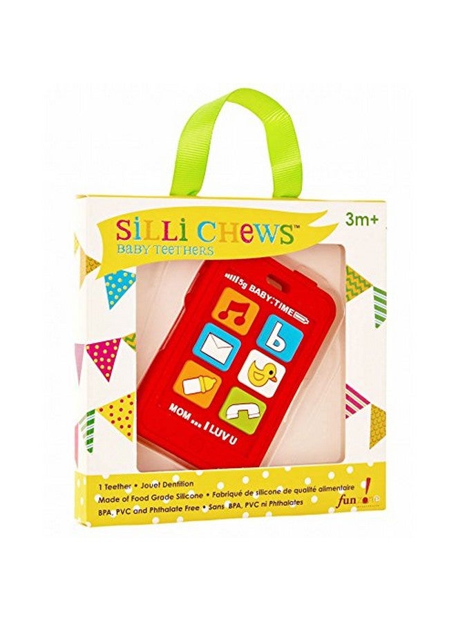 Silli Chews عضاضة هاتف للأطفال عضاضة هاتفية حمراء من السيليكون لتخفيف آلام الأطفال على شكل آيفون؛ هاتف محمول لطيف للأطفال لعبة مضحكة للمضغ - Image 4