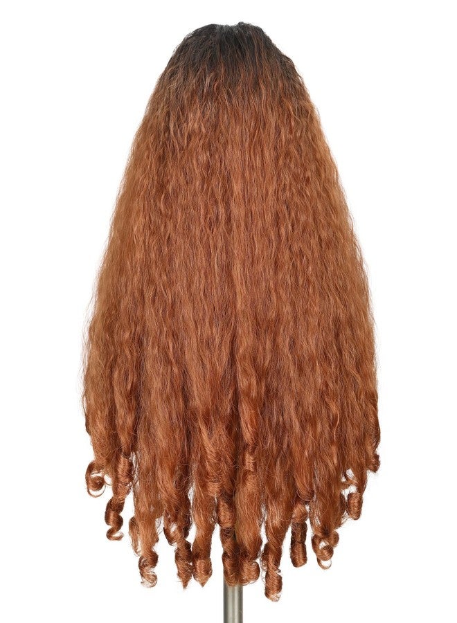 Quantum Love Yaki Curly V Part Wigs for Black Women Afro Curly V Part Synthetic Braided Hair 24 Inch Kinky Curly Clip in Half Ombre Brown Wig with Bouncy Curls - Image 4