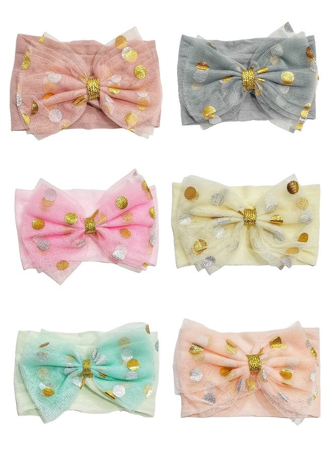 HOMEMATES 6 Pcs Fancy Stylish Hair Band Ribbon Bow Band For Baby Girls And Kids Elastic Hairband Multicolor - Image 1