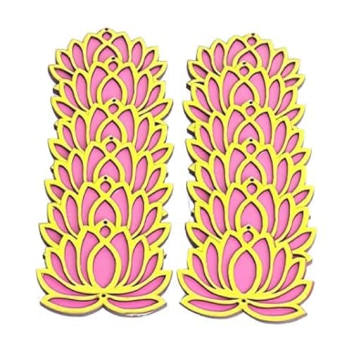 Sanvatsar Home White Golden Lotus 4 Inch Set of 12 Wooden Cutout DIY Rangoli Kit | Decorations for Diwali, Dusshera Wedding Rangoli, Pooja, Decorations, Festival Gift (Pink) - Image 4