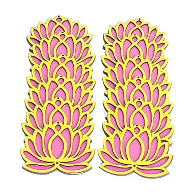 Sanvatsar Home White Golden Lotus 4 Inch Set of 12 Wooden Cutout DIY Rangoli Kit | Decorations for Diwali, Dusshera Wedding Rangoli, Pooja, Decorations, Festival Gift (Pink) - Image 5