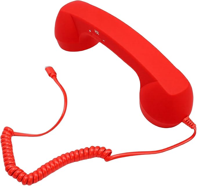 هاتف سلكي كلاسيكي من النوع C مع سماعة Hifi وميكروفون لإلغاء الضوضاء للهواتف الذكية والأجهزة اللوحية ومكالمات الفيديو باللون الأحمر - Image 1