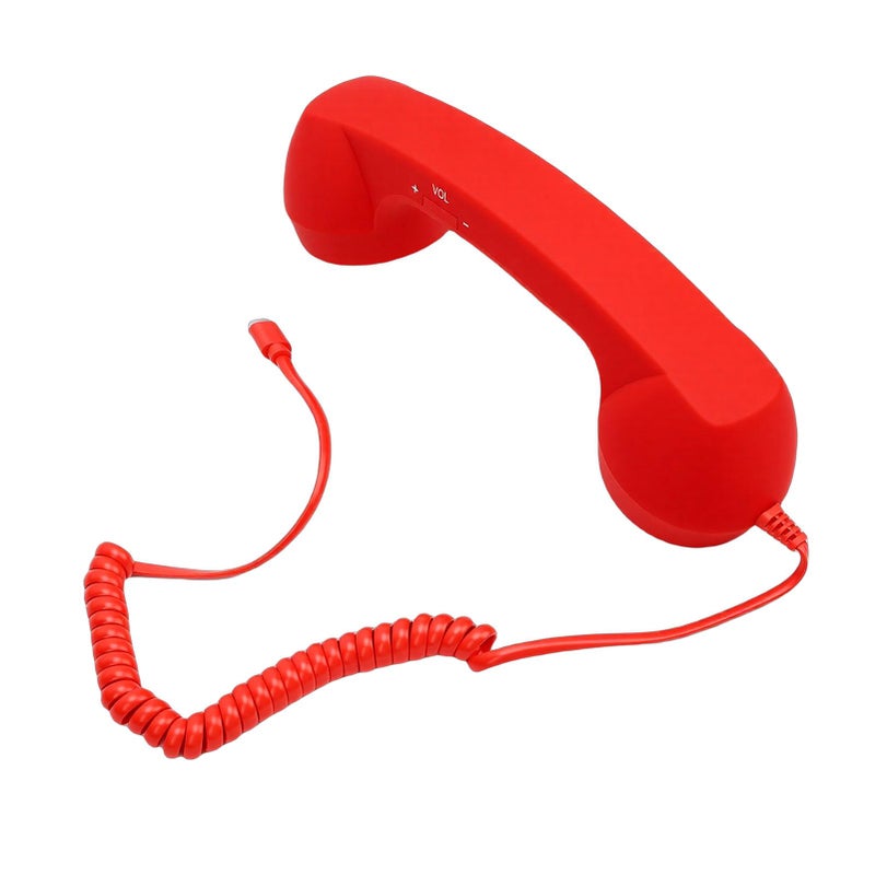 هاتف سلكي كلاسيكي من النوع C مع سماعة Hifi وميكروفون لإلغاء الضوضاء للهواتف الذكية والأجهزة اللوحية ومكالمات الفيديو باللون الأحمر - Image 2