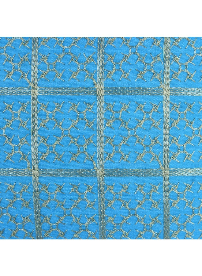 بيفت غطاء وسادة BYFT Orchard مقاس 18 × 18 بوصة (تصميم المربعات الذهبية - أزرق) 45 × 45 سم غطاء وسادة مزخرف فاخر للأريكة والسرير وغرفة المعيشة - مجموعة من قطعتين مع حشوات  - Image 4