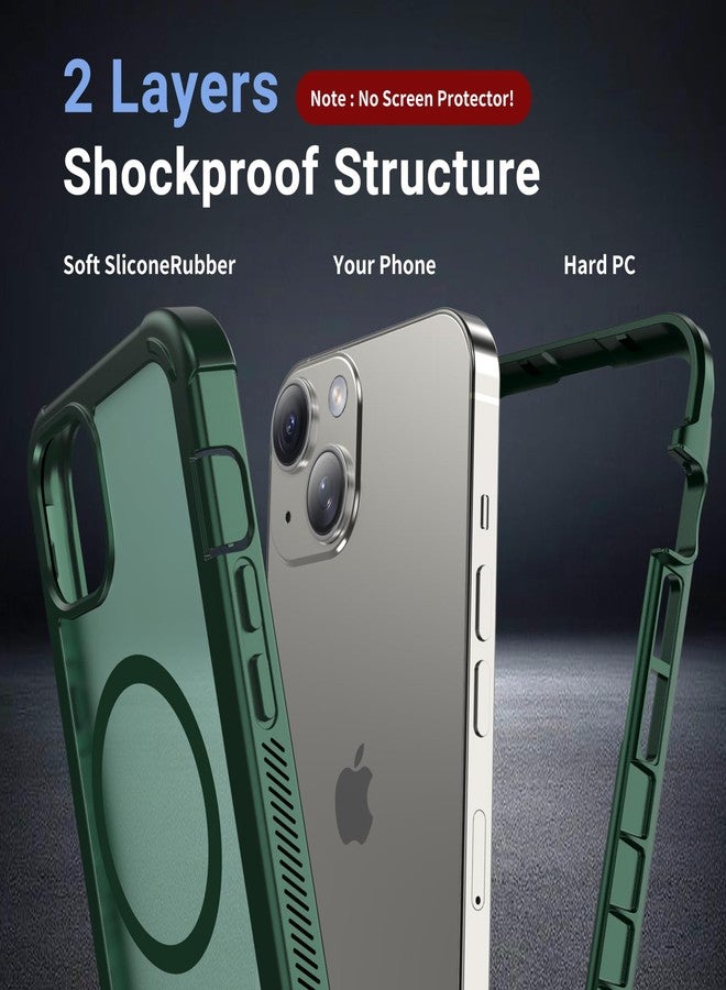 jaroco Magnetic for iPhone 14 Case, [Compatible with MagSafe][Military Grade Drop Protection][Heavy Duty Protection][Non-Slip][Shockproof] 2-Layer Durable Bumper Phone Case 6.1''-Forest Green - Image 2
