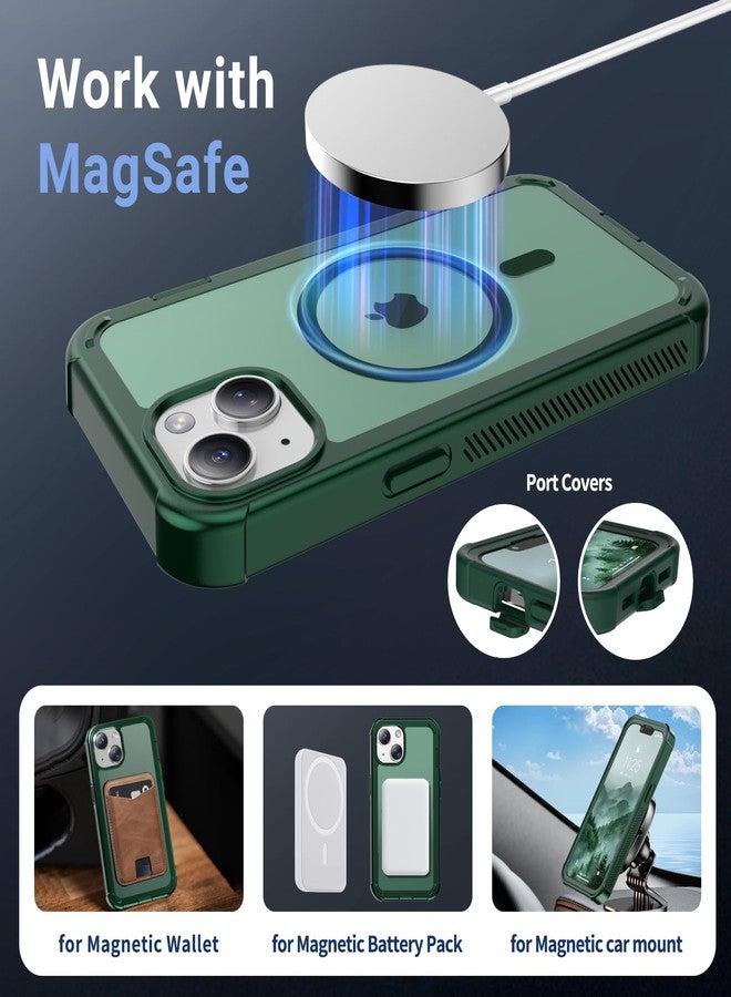 jaroco Magnetic for iPhone 14 Case, [Compatible with MagSafe][Military Grade Drop Protection][Heavy Duty Protection][Non-Slip][Shockproof] 2-Layer Durable Bumper Phone Case 6.1''-Forest Green - Image 4