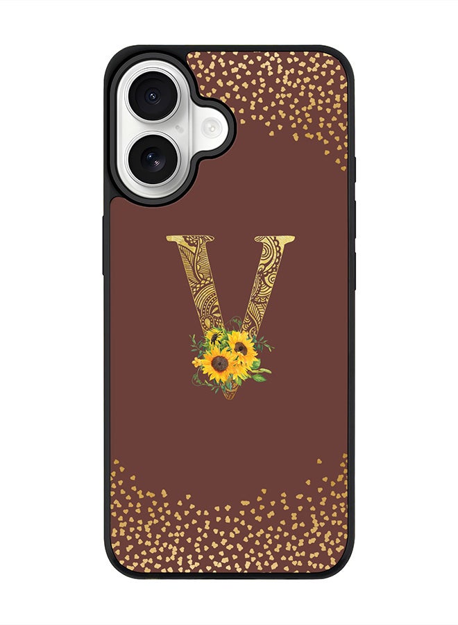 Stylizedd iPhone 17 Case, [Compatible with MagSafe] Slim Magnetic cover Phone Case iPhone 17 -Custom Floral Monogram - V  (Brown ) - Image 1