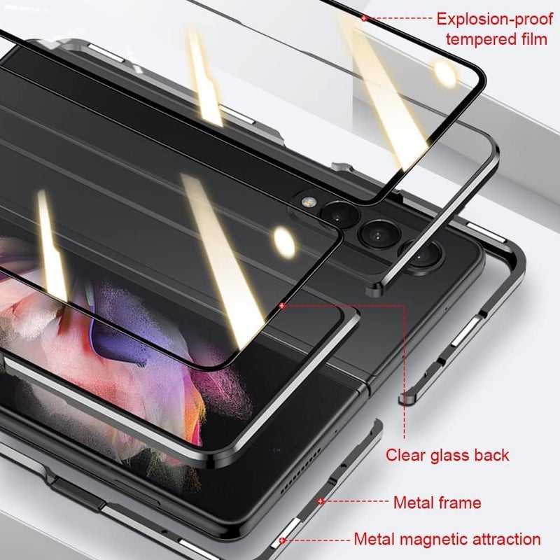 Suitable for Samsung Z Fold7 Phone Case Fold6/5 Magneto Folding Glass Metal Magnetic Protective Lens Buckle Case - Image 3