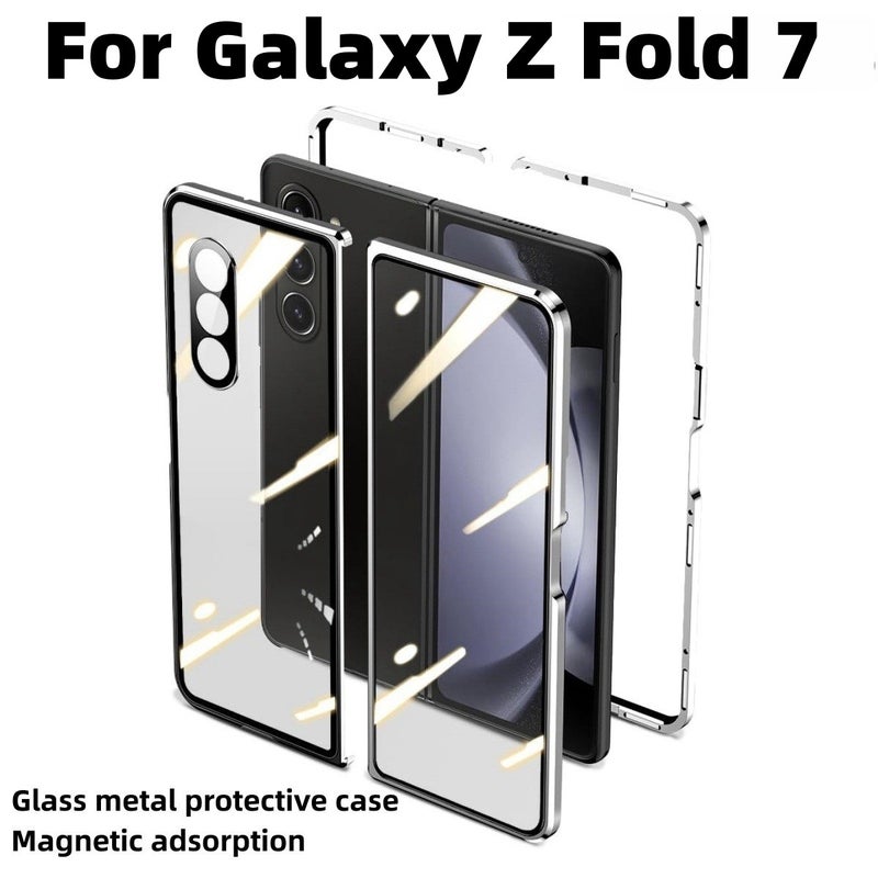 Suitable for Samsung Z Fold7 Phone Case Fold6/5 Magneto Folding Glass Metal Magnetic Protective Lens Buckle Case - Image 2