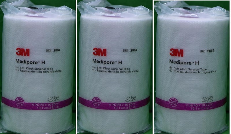 3M Medipore H Soft Cloth Surgical Tape - 4" Wide, 10 Yards (3 Rolls) - Image 1
