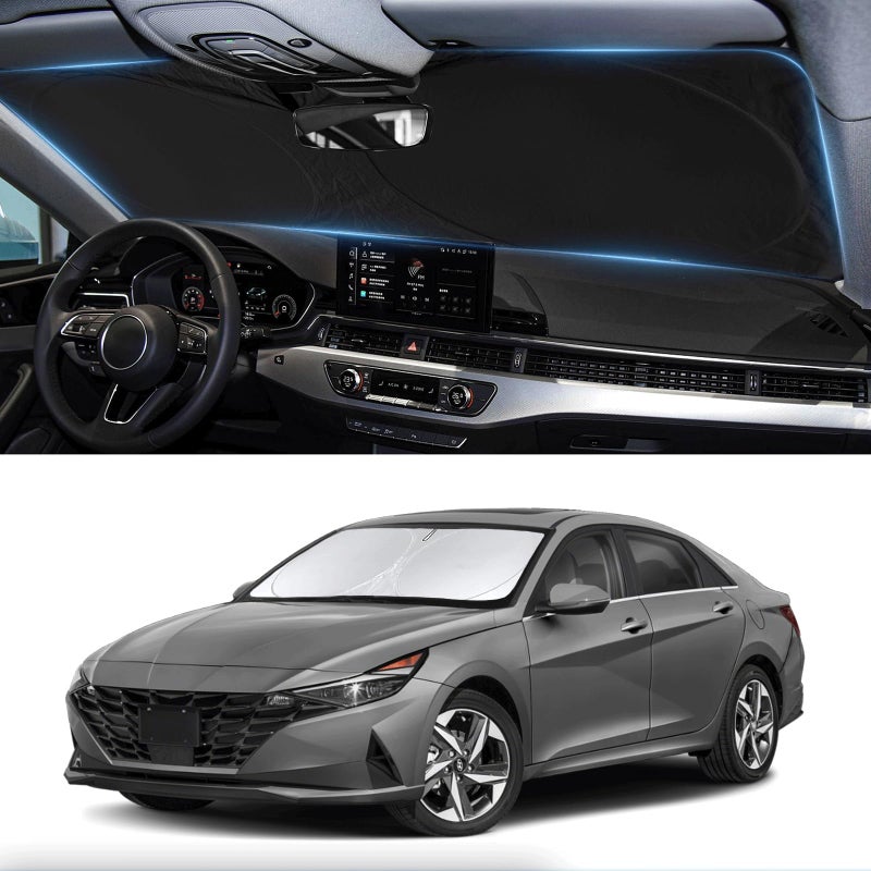 INSAUTO Custom Fit Sunshade for Elantra Windshield Sun Shade for 2021-2024 2025 2026 Hyundai Elantra Accessories Heat Insulation and Cooling Front Window Cover for Windshield for Elantra Interior Protection - Image 1