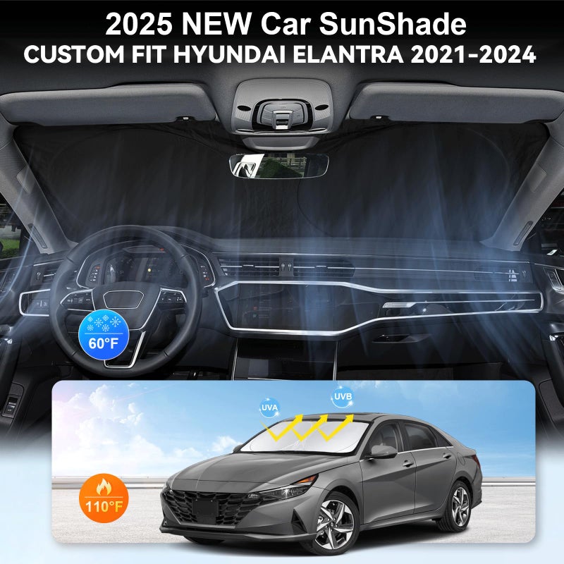 INSAUTO Custom Fit Sunshade for Elantra Windshield Sun Shade for 2021-2024 2025 2026 Hyundai Elantra Accessories Heat Insulation and Cooling Front Window Cover for Windshield for Elantra Interior Protection - Image 4
