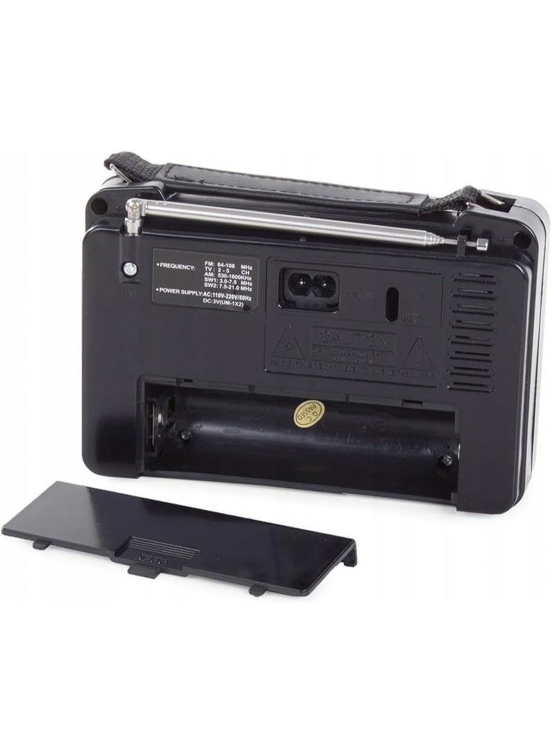 Golon Classic Jolon radio, AC or battery operated, 4 bands AM FM SW1 SW2 RX-606AC; Mini electric radio with classic design RX-607AC, black - Image 2