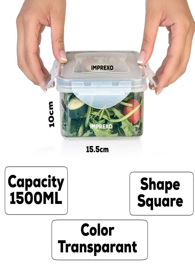 IMPREXO Airtight Plastic Dry Fruits Grocery Food Storage Containers and Jars, 1500ML (1, 1500 ML) - Image 2
