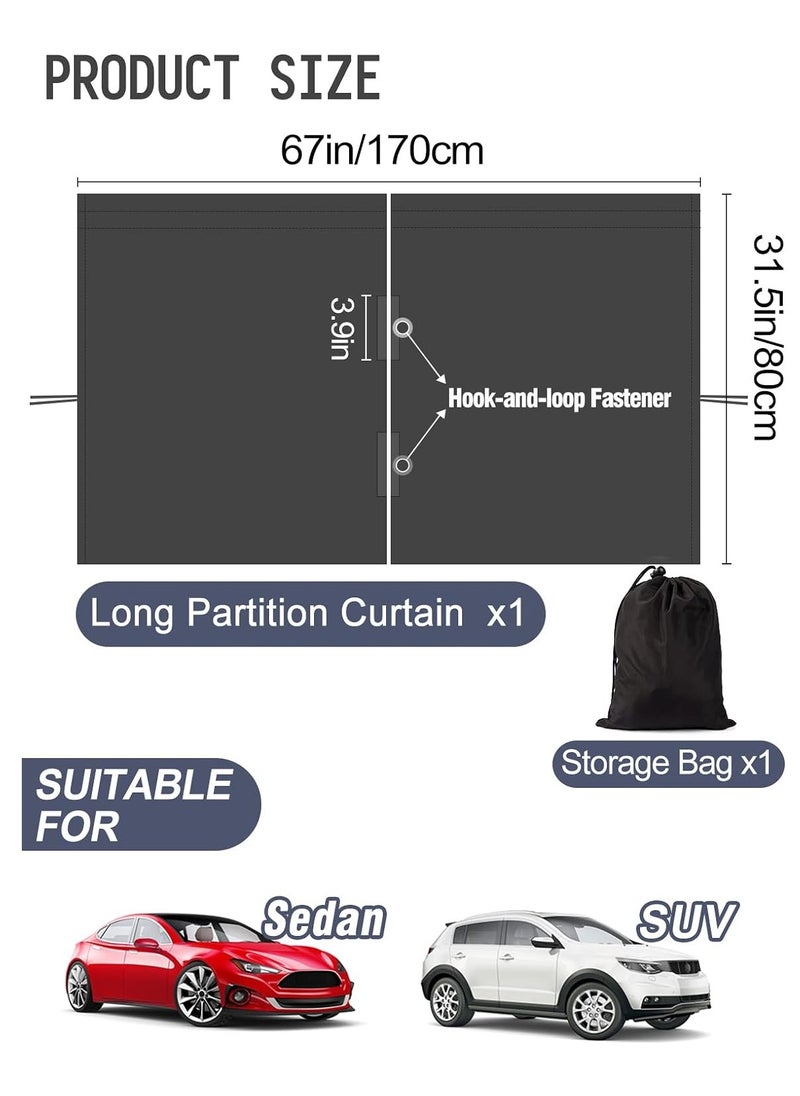 GUDOO - Car Divider Curtain Wide Car Privacy Blackout Shades with Storage Bag for Baby Nap Removable Sedan SUV Van Sunshade Covers Screen for Car Camping Sleeping Accessories - Image 1