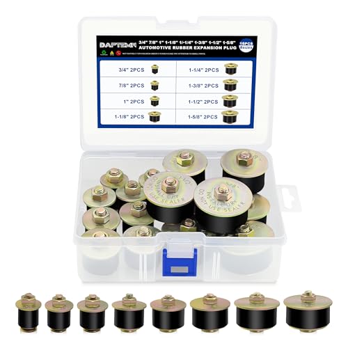 Daptemn 16PCS Expandable Freeze Rubber Plugs Kit, 8 Sizes Automotive Engine Rubber Expansion Freeze Plugs Fit Hole 3/4" 7/8" 1" 1-1/8" 1-1/4" 1-3/8" 1-1/2" 1-5/8" - Image 1