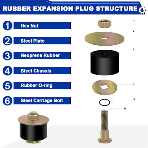 Daptemn 16PCS Expandable Freeze Rubber Plugs Kit, 8 Sizes Automotive Engine Rubber Expansion Freeze Plugs Fit Hole 3/4" 7/8" 1" 1-1/8" 1-1/4" 1-3/8" 1-1/2" 1-5/8" - Image 3
