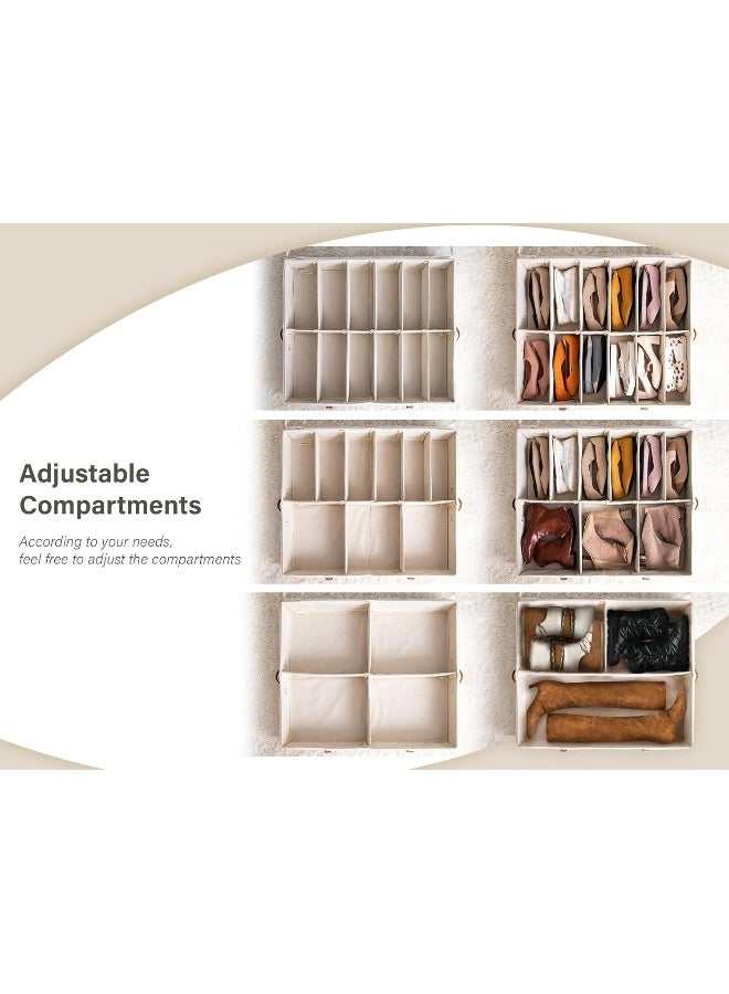 StorageWorks Under Bed Shoe Storage Organizer, Underbed Shoes Container With Adjustable Dividers, Shoe Storage Basket With Cover, Beige, 2-Pack, Space-Saving Shoe Box Fits Up To 24 Pairs  - Image 1