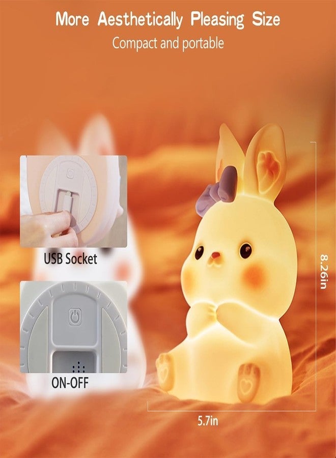 Dwiza Enterprise Cute Silicone Rabbit Night Light for Kids, USB Rechargeable 3 Step Dimmable Night Light, Touch Sensor Squishy Mini Nursery Lamp for Baby Bedroom Decor - Image 4