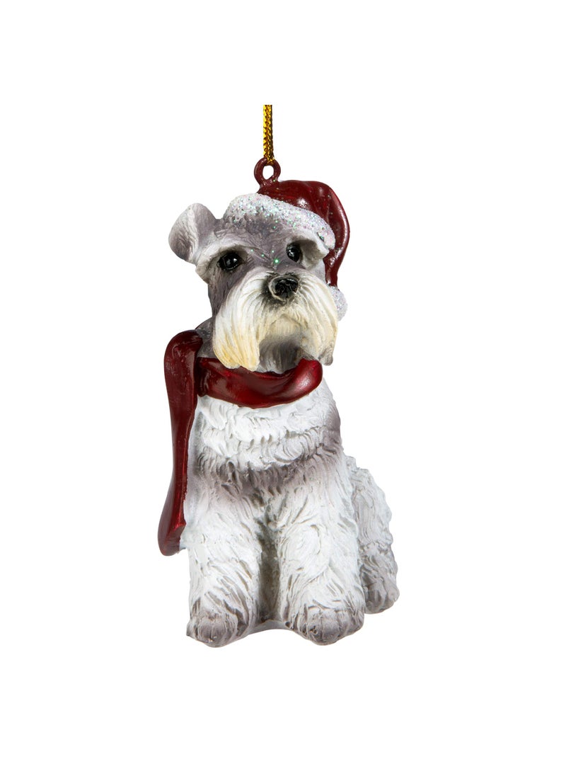 Design Toscano Design Toscano Miniature Schnauzer Holiday Dog Christmas Tree Ornament Xmas Decorations  3 Inch  Cast Stone Resin  Full Color  - Image 1