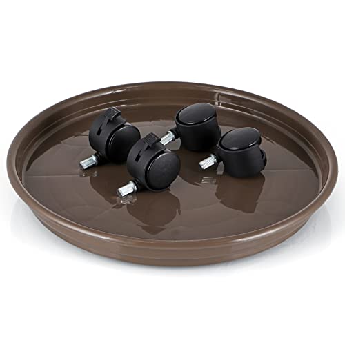 Skelang 13" Plant Caddy, Movable Plant Stand Pot Saucer, Plant Pallet Tray Trolley with Casters, Plant Dolly for Garden Planter, Deck Potted Plant, Each Load Capacity 125 Lbs, Pack of 2 (Brown) - Image 2