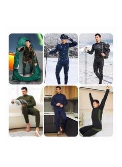 FLOWING Men's Thermal Underwear Sets Top & Long Johns Fleece Sweat Quick Drying Thermo Base Layer-Black  - Image 4